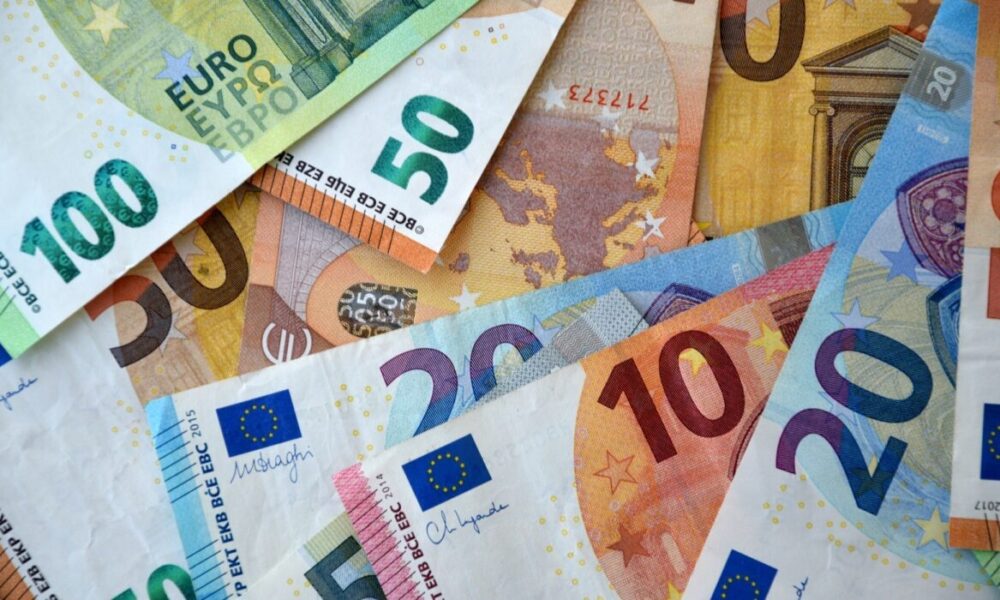Many,European,Euro,Money,Bills,In,Chaotic,Arrangement.,Pile,Of