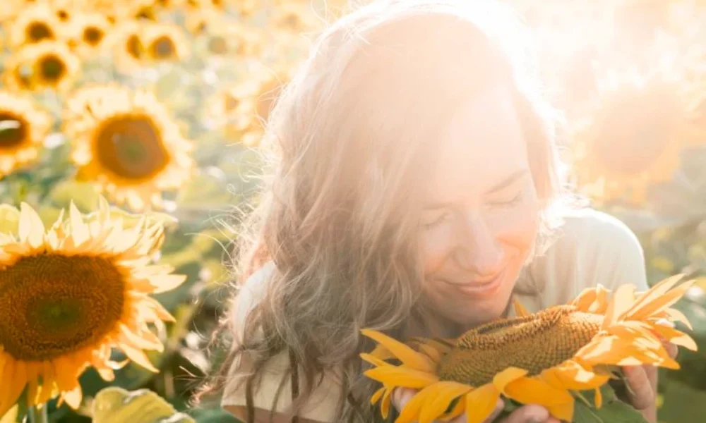 close-up-woman-holding-sunflower-768×511